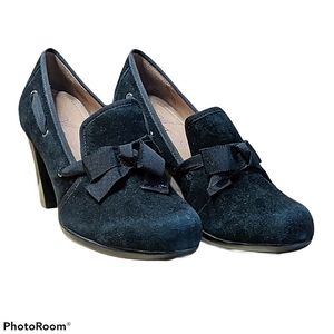AZURA Black Suede Pumps with Ribbon Now Sz 38
